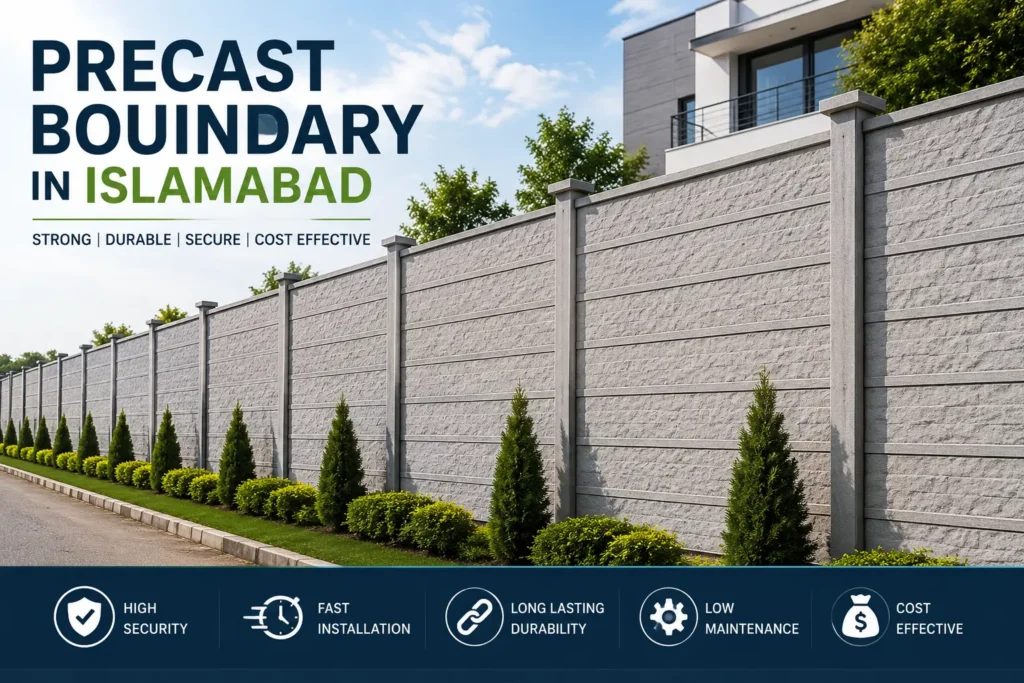 Modern house with Precast Boundary in Islamabad by Hanjra Precasthttps://hanjra.com.pk/