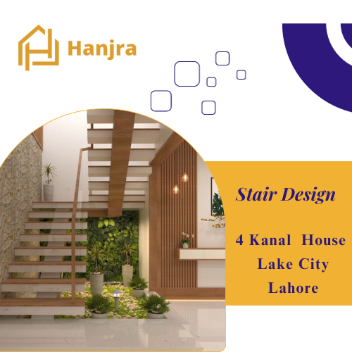 Stair design of 4 kanal house in Lahore