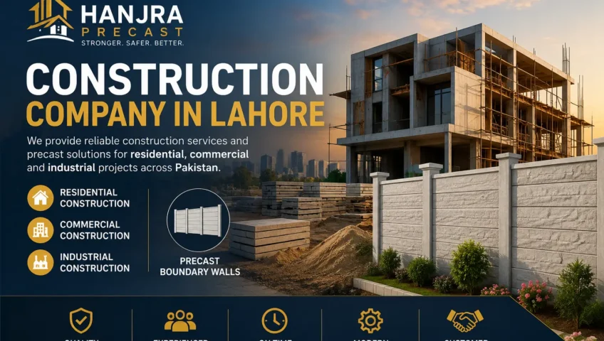 Construction Company in Lahore by Hanjra Precast providing residential commercial industrial construction and precast boundary wall services across Pakistan