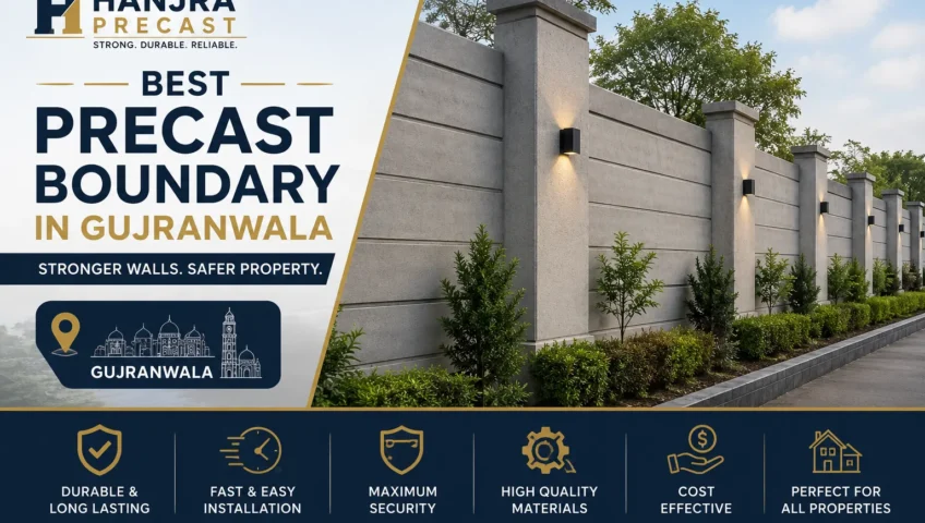 Precast Boundary in Gujranwala with durable concrete boundary wall by Hanjra Precast
