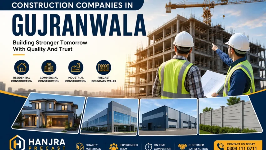 Construction Companies in Gujranwala providing residential commercial industrial construction and precast boundary wall services by Hanjra Precast